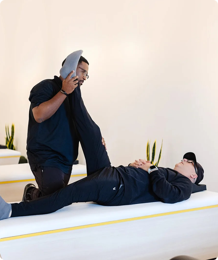 Man stretching a client